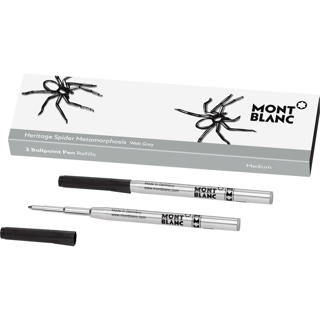 2 recharges pour stylo à bille (M), Heritage Spider, gris