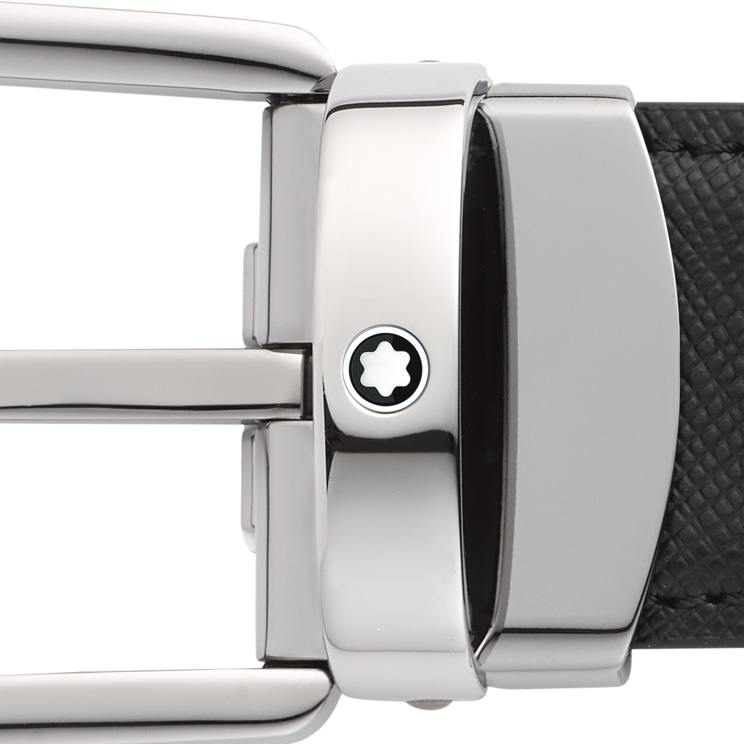 Horseshoe Buckle Black/Blue 30 mm Reversible Leather Belt