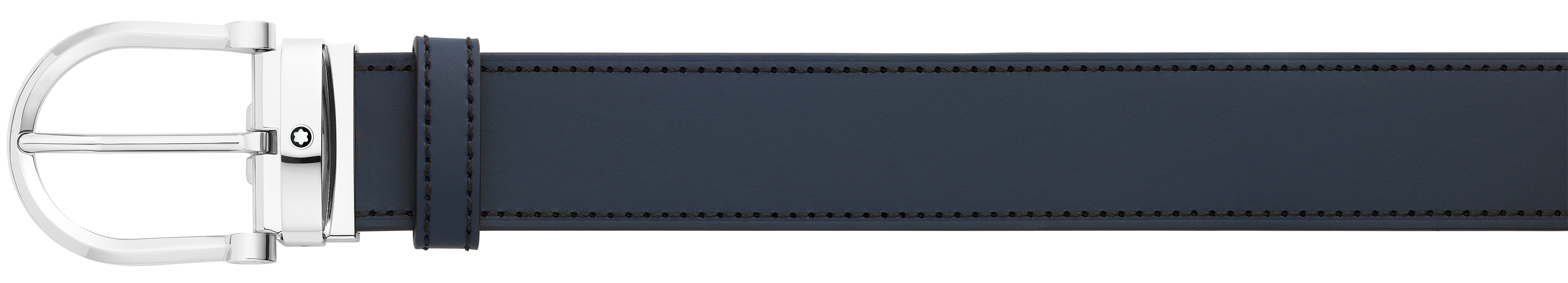 Horseshoe Shiny Stainless Steel Pin Buckle Belt Black/Blue