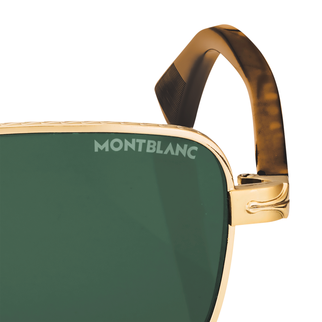 Rectangular sunglasses with Gold Coloured Metal Frame