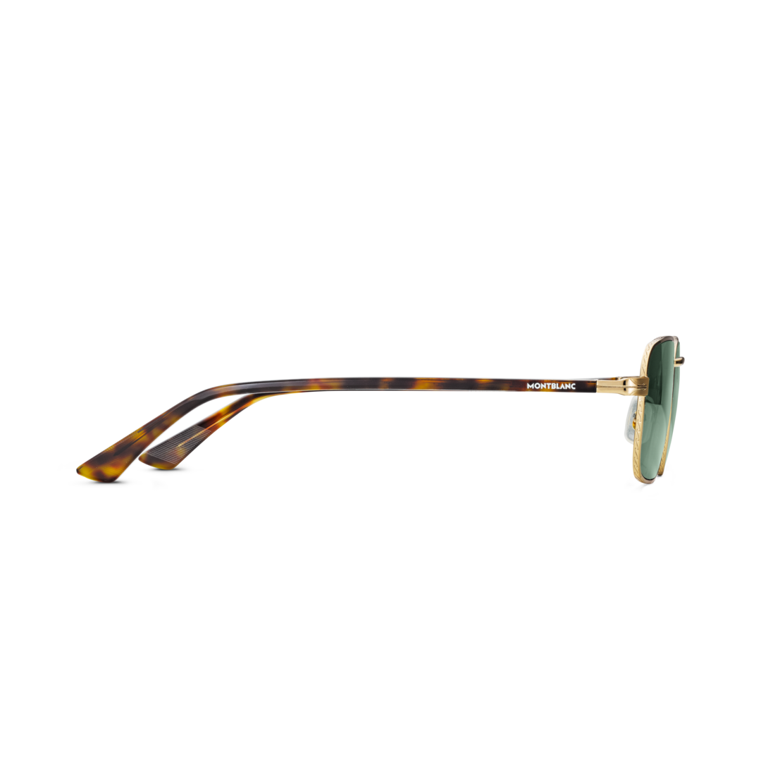 Rectangular sunglasses with Gold Coloured Metal Frame