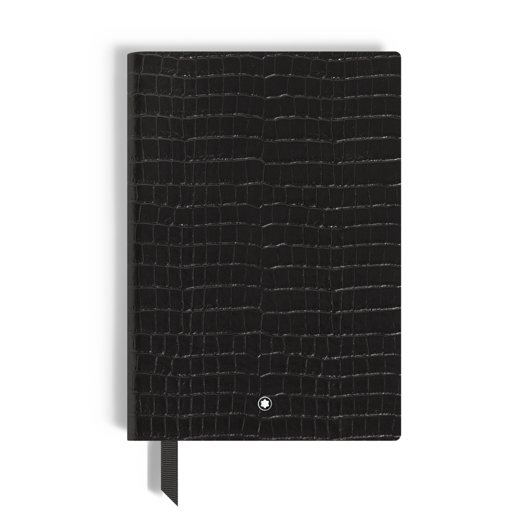 Notebook Medium, Croco-Embossed Leather, Black - Lined Pages