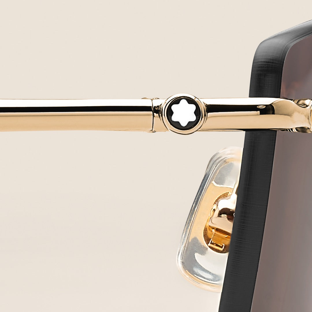 Rectangular Sunglasses with Gold Col Metal Frame