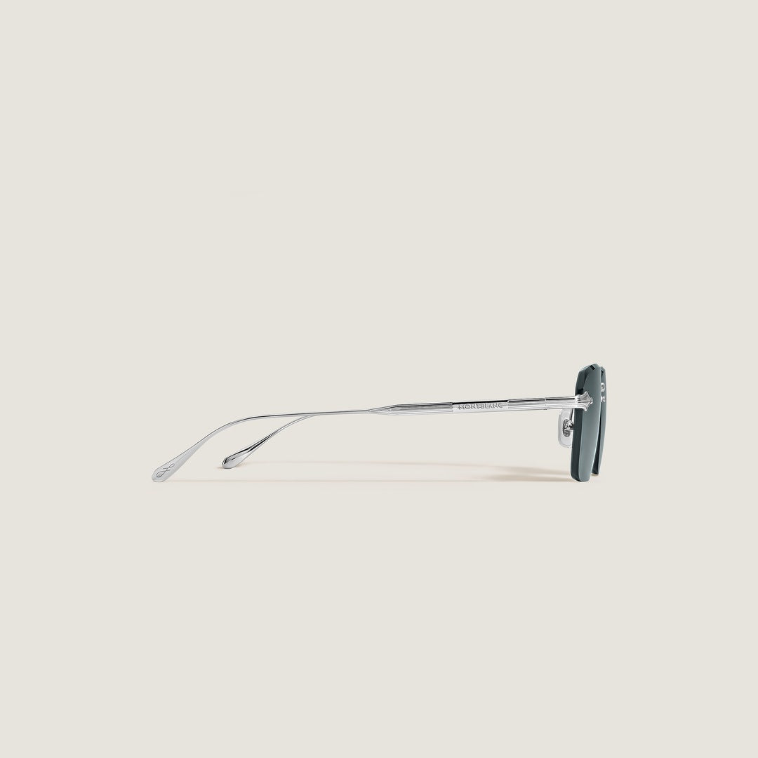Squared Sunglasses with Silver-Colored Metal Frame