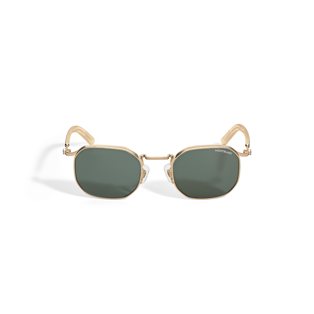 Squared Sunglasses with Gold-Colored Metal Frame