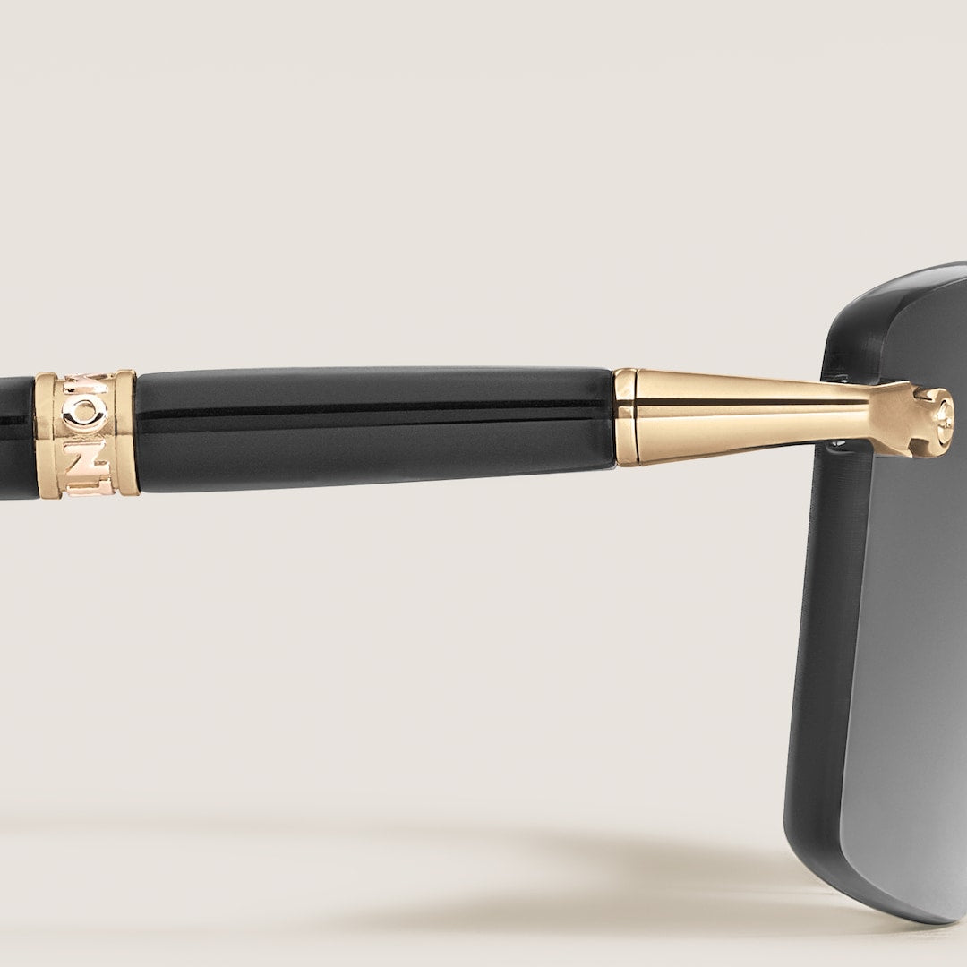 Squared Sunglasses with Gold-Colored Metal Frame