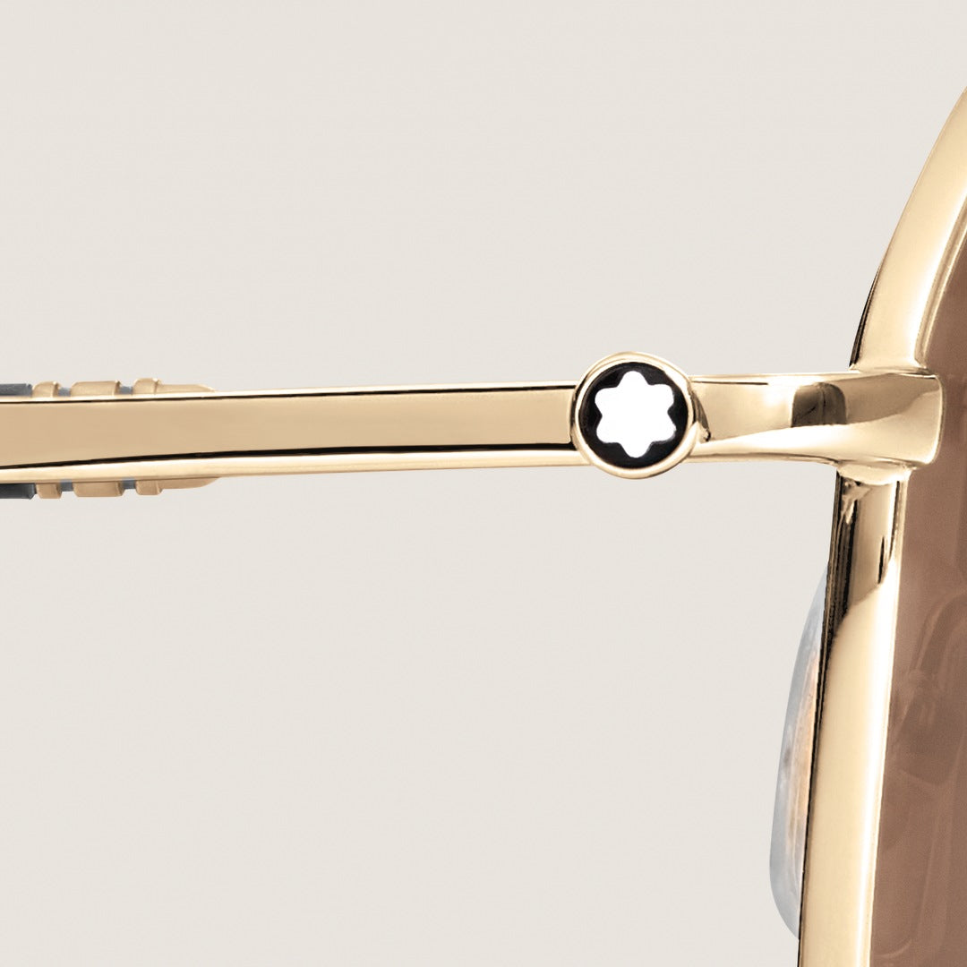 Squared Sunglasses with Gold-Colored Metal Frame