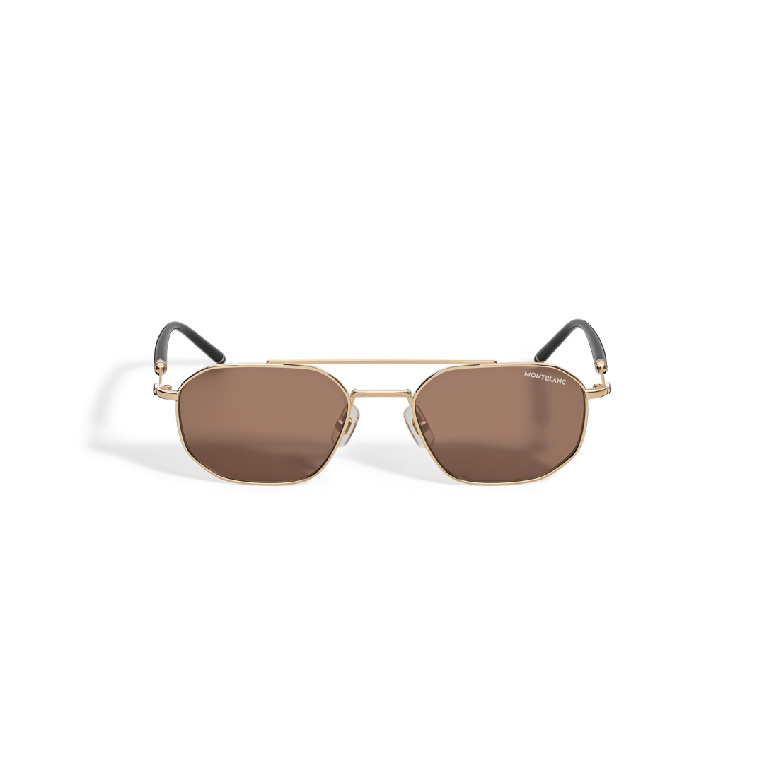 Squared Sunglasses with Gold-Colored Metal Frame