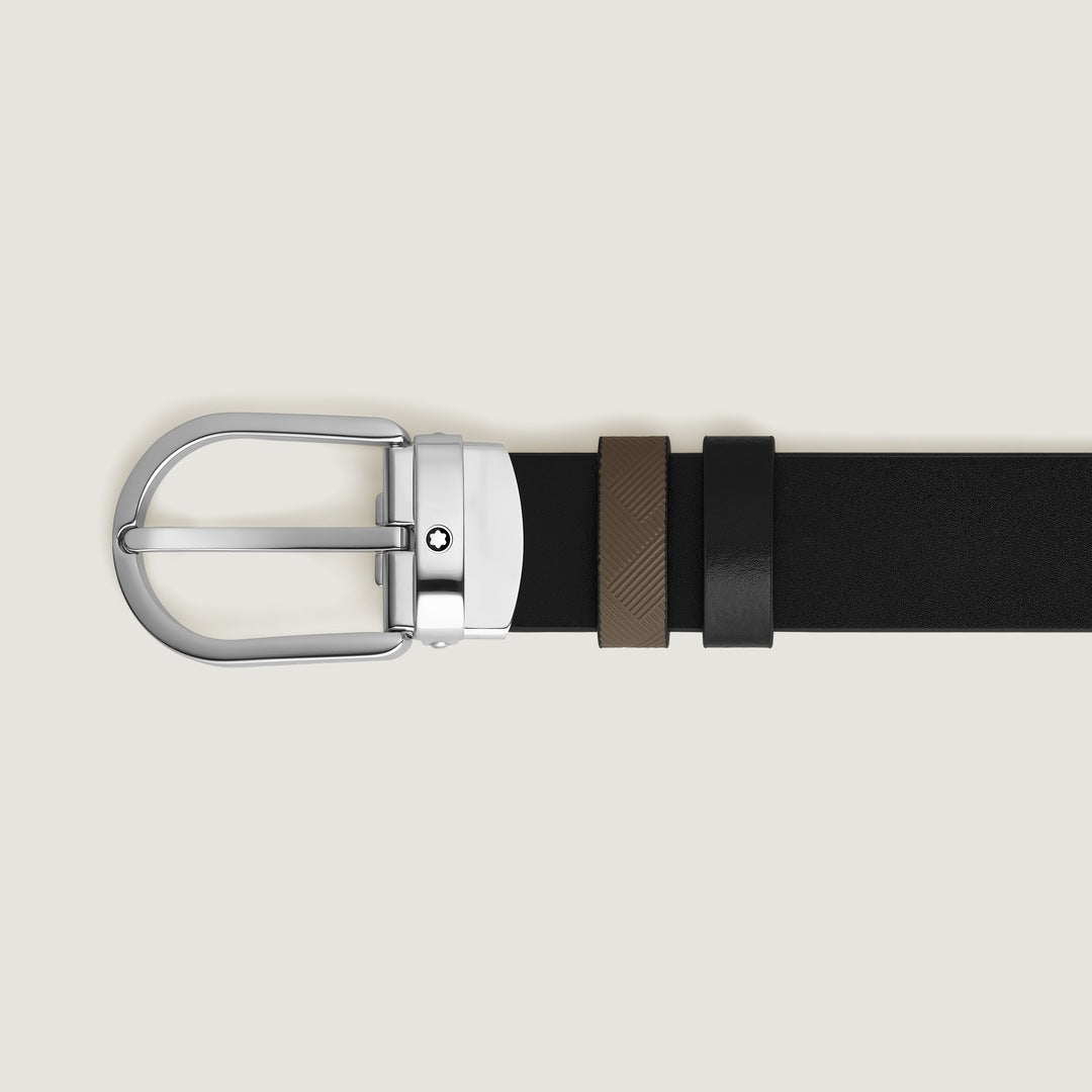 Horseshoe Buckle Noisette/Black 30mm Reversible Leather Belt