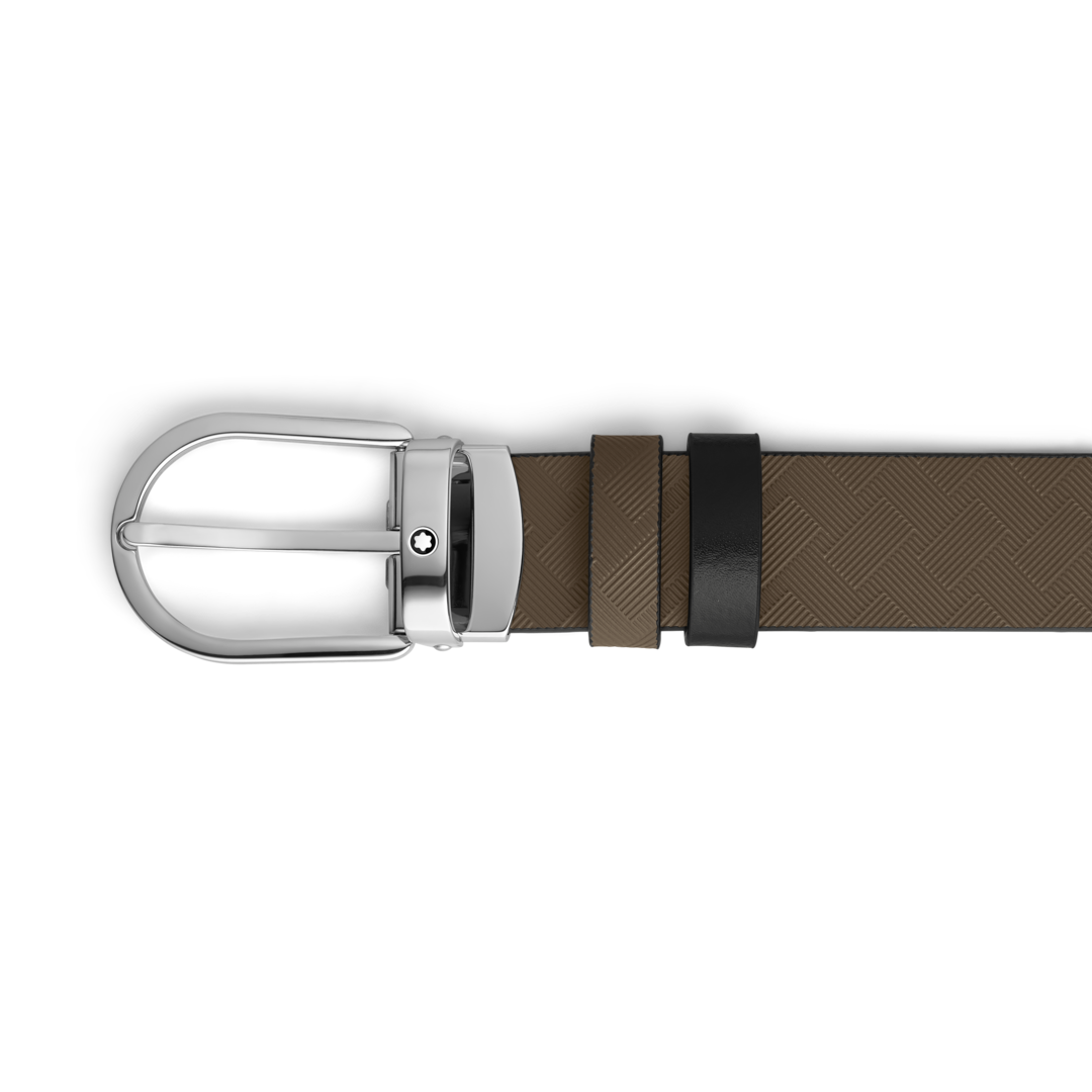Horseshoe Buckle Noisette/Black 30mm Reversible Leather Belt