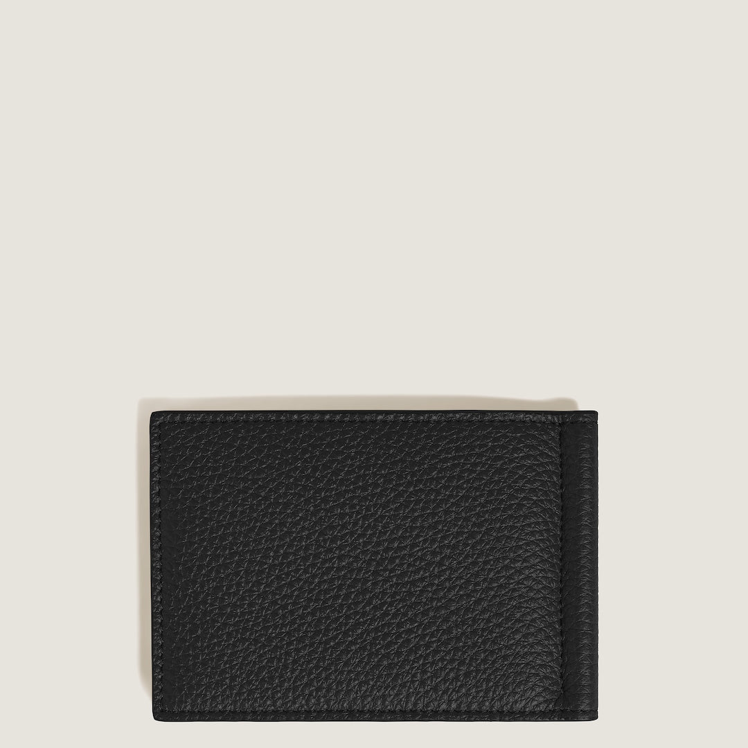 Portefeuille 6 cartes avec pince à billets en cuir grainé