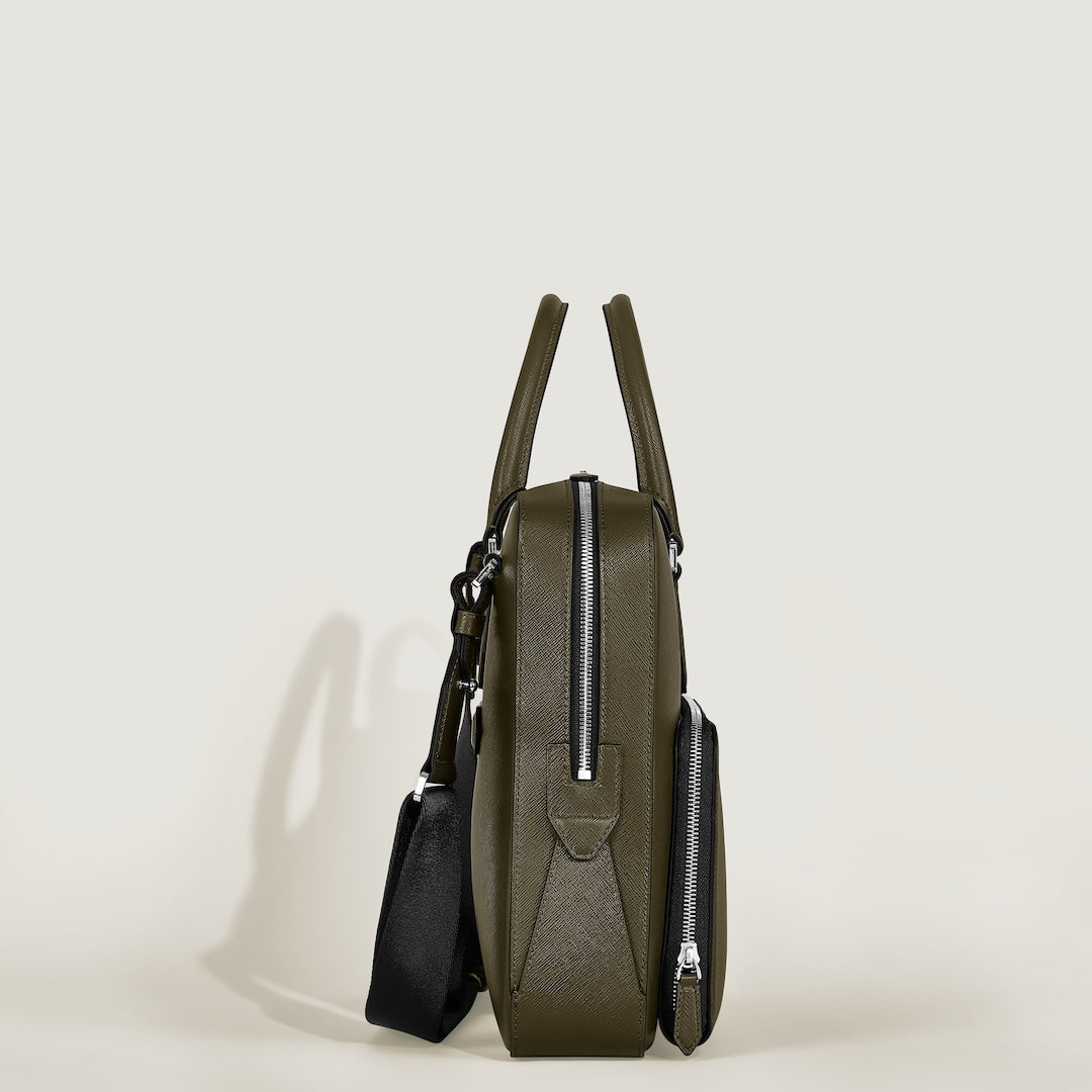 Medium Briefcase with Pocket in Sartorial Leather