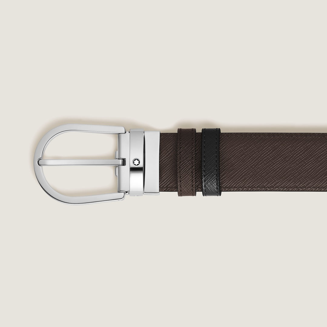 Ceinture réversible 35 mm Horseshoe en cuir Saffiano