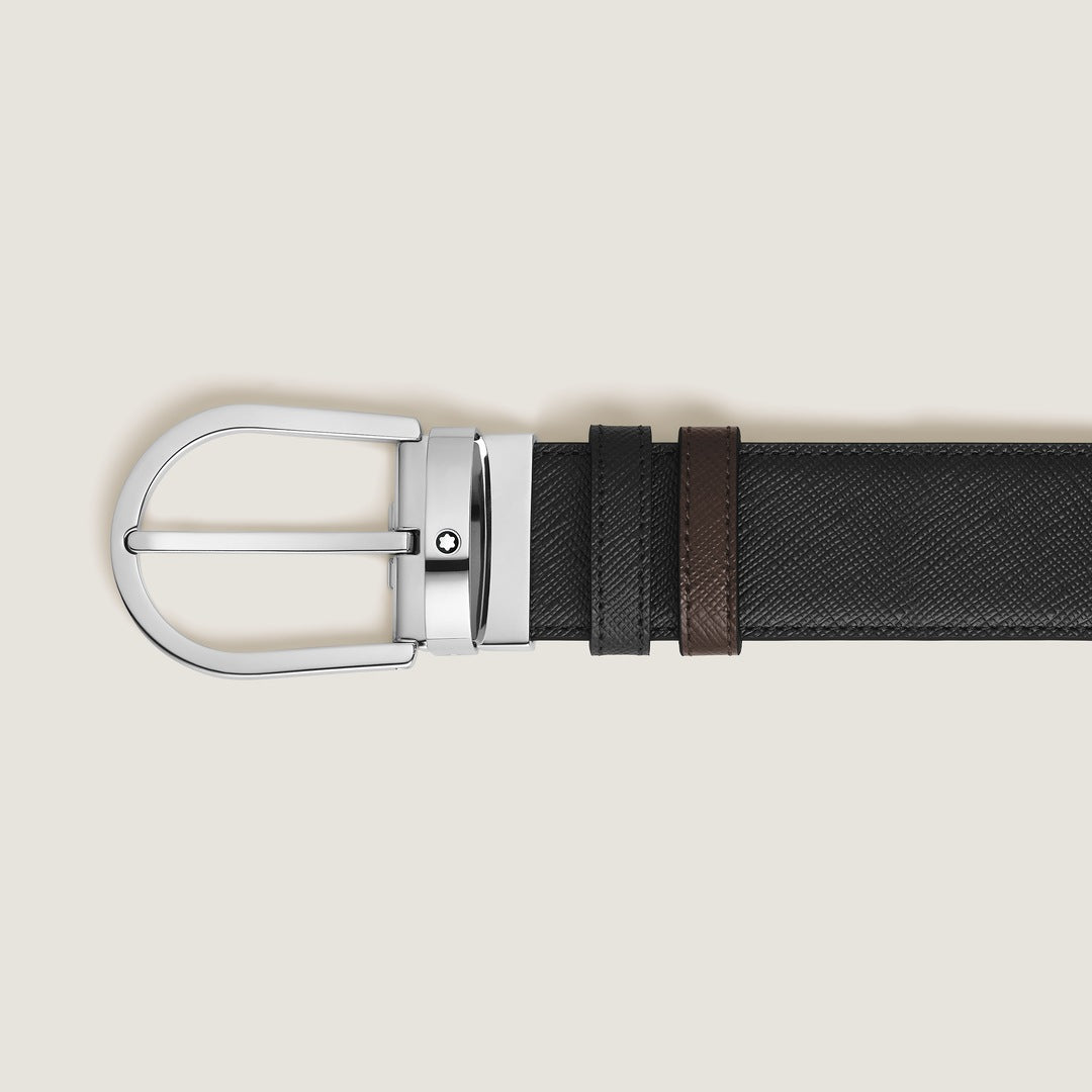 Ceinture réversible 35 mm Horseshoe en cuir Saffiano
