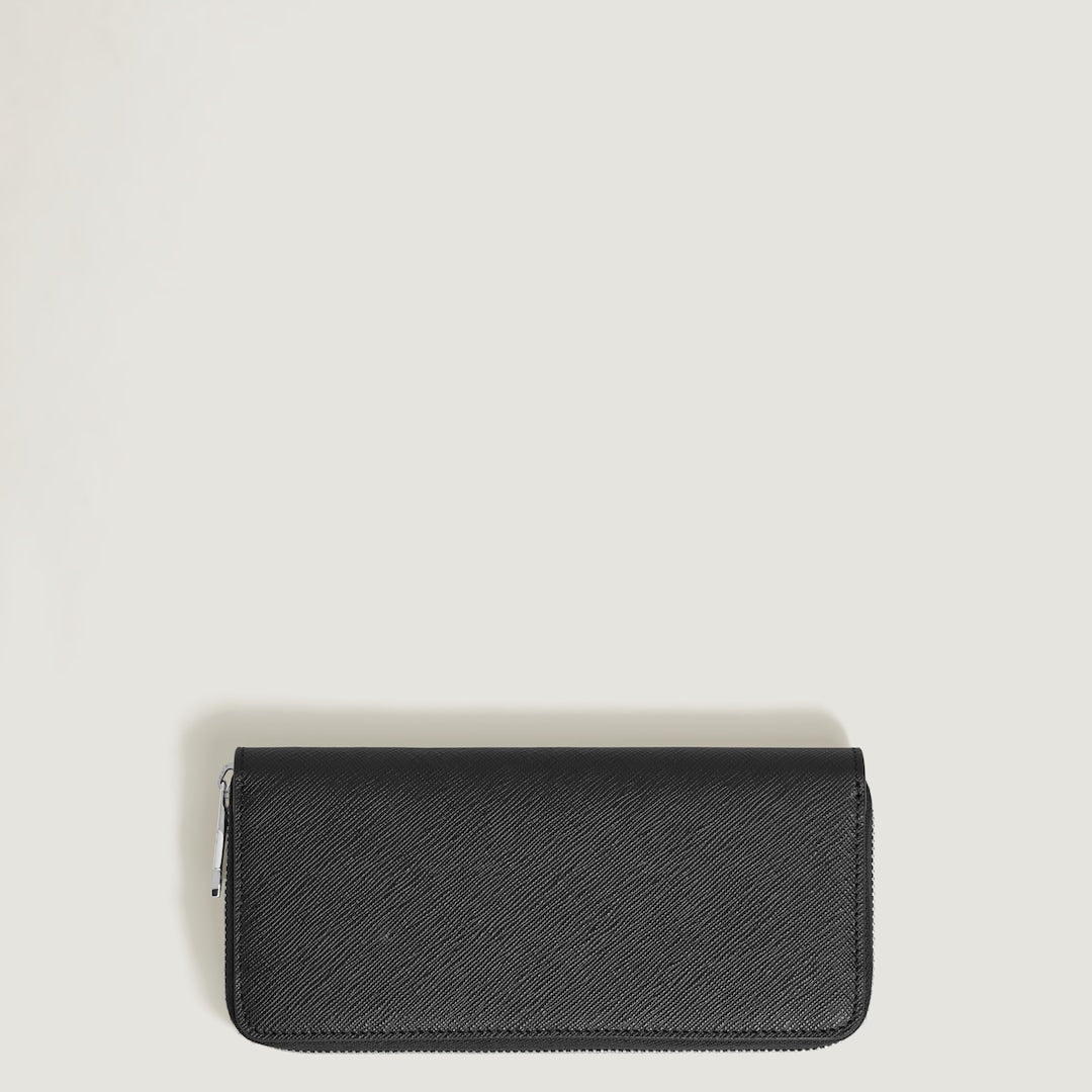 Portefeuille 8 cc avec fermeture éclair en cuir Sartorial