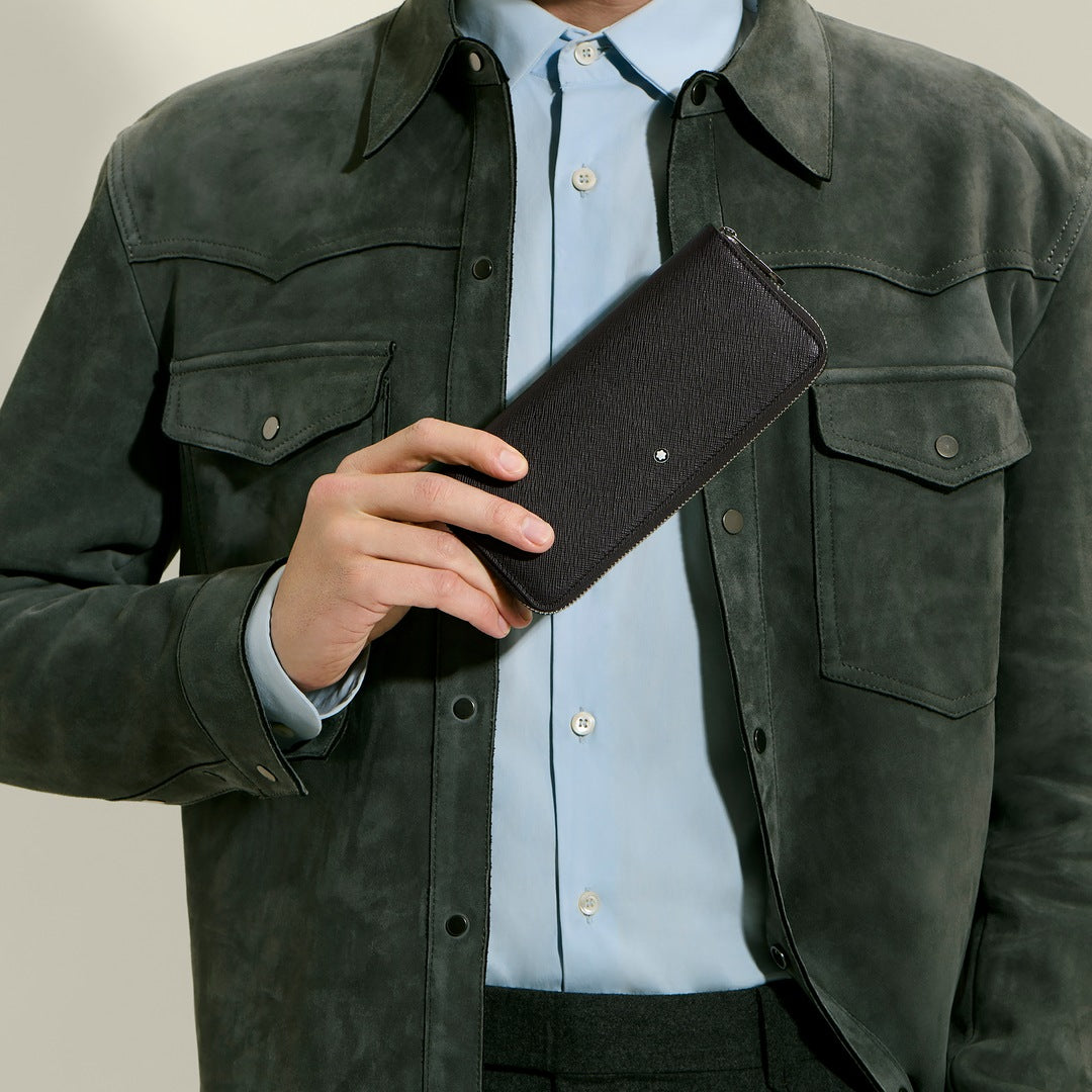 Portefeuille 8 cc avec fermeture éclair en cuir Sartorial