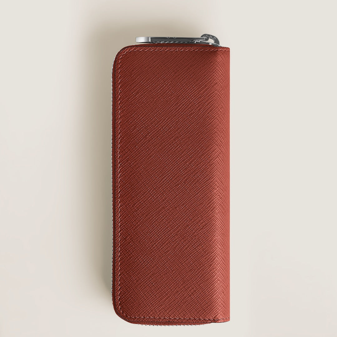 2 Pen Pouch with zip in Sartorial Leather