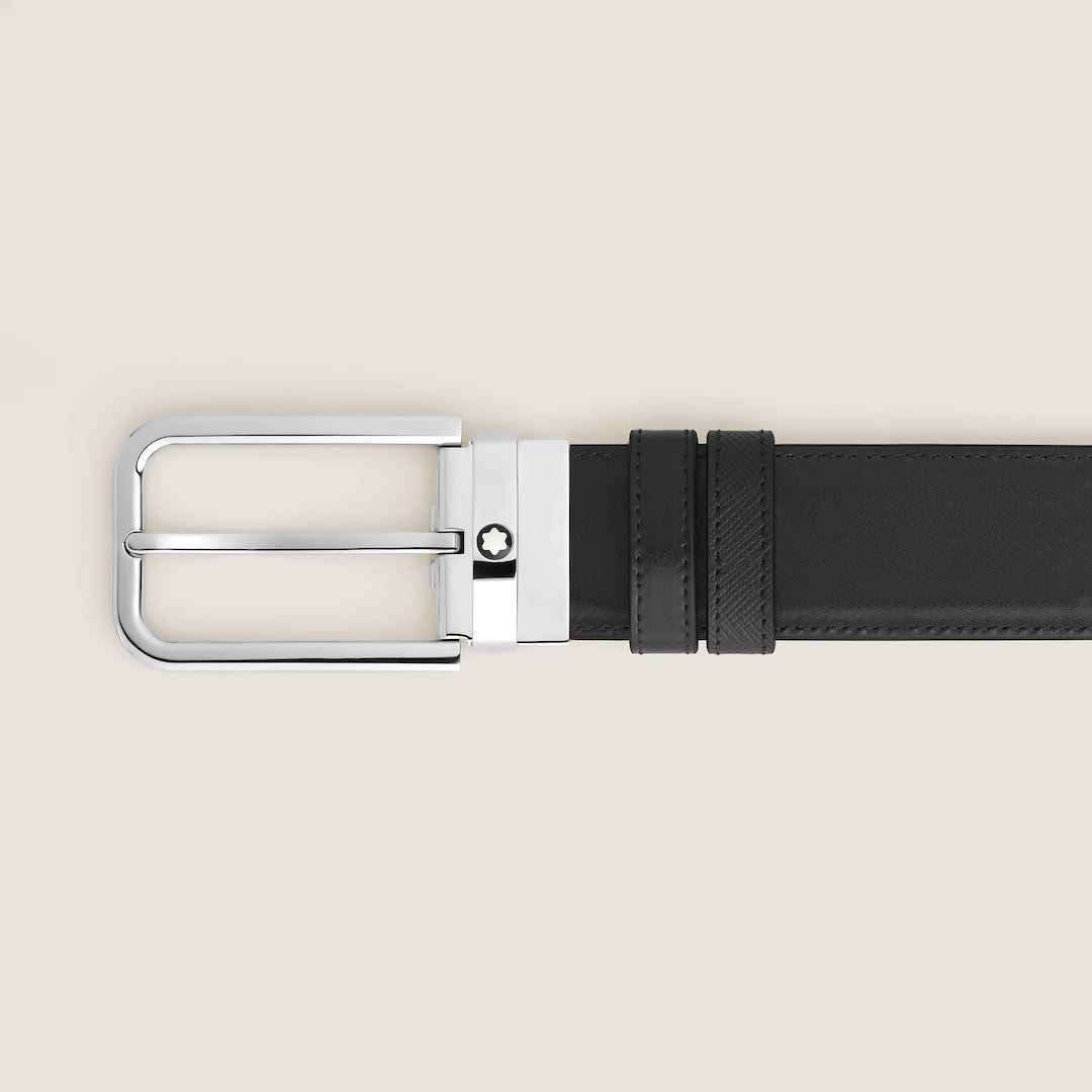 35 mm Reversible Belt in Sartorial Leather with Rectangular Buckle