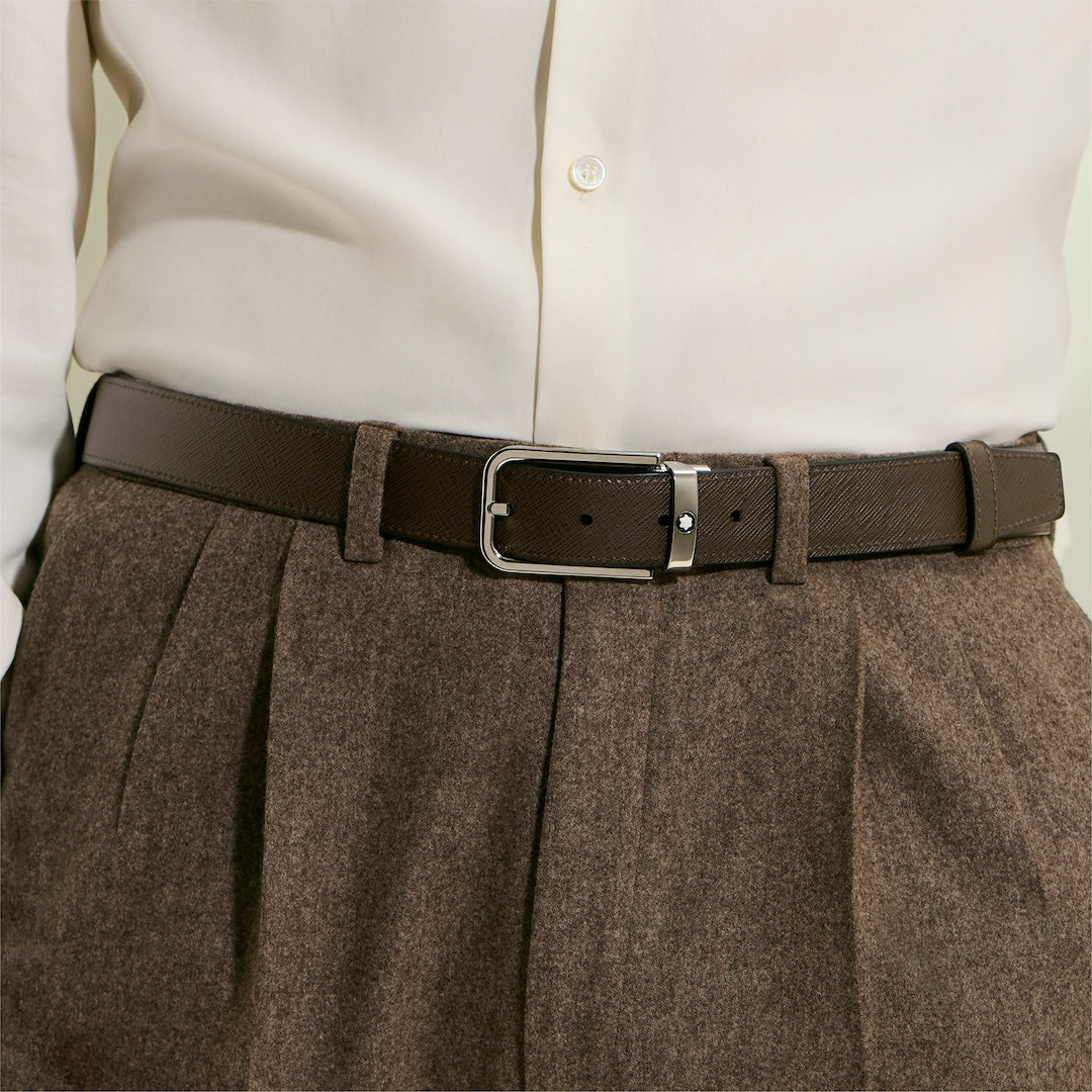 Ceinture réversible 30 mm en cuir sartorial avec boucle rectangulaire