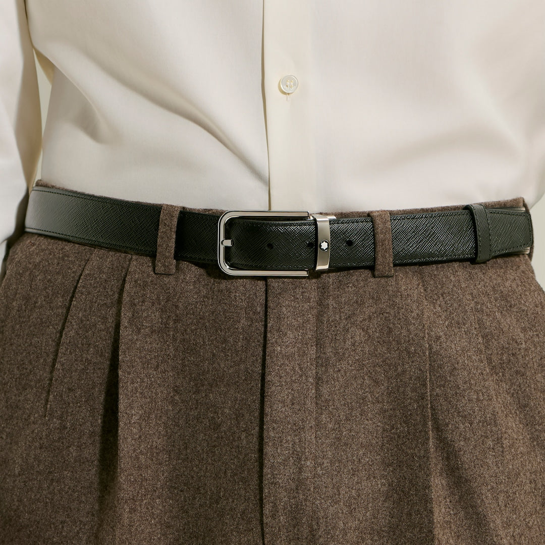 Ceinture réversible 30 mm en cuir sartorial avec boucle rectangulaire