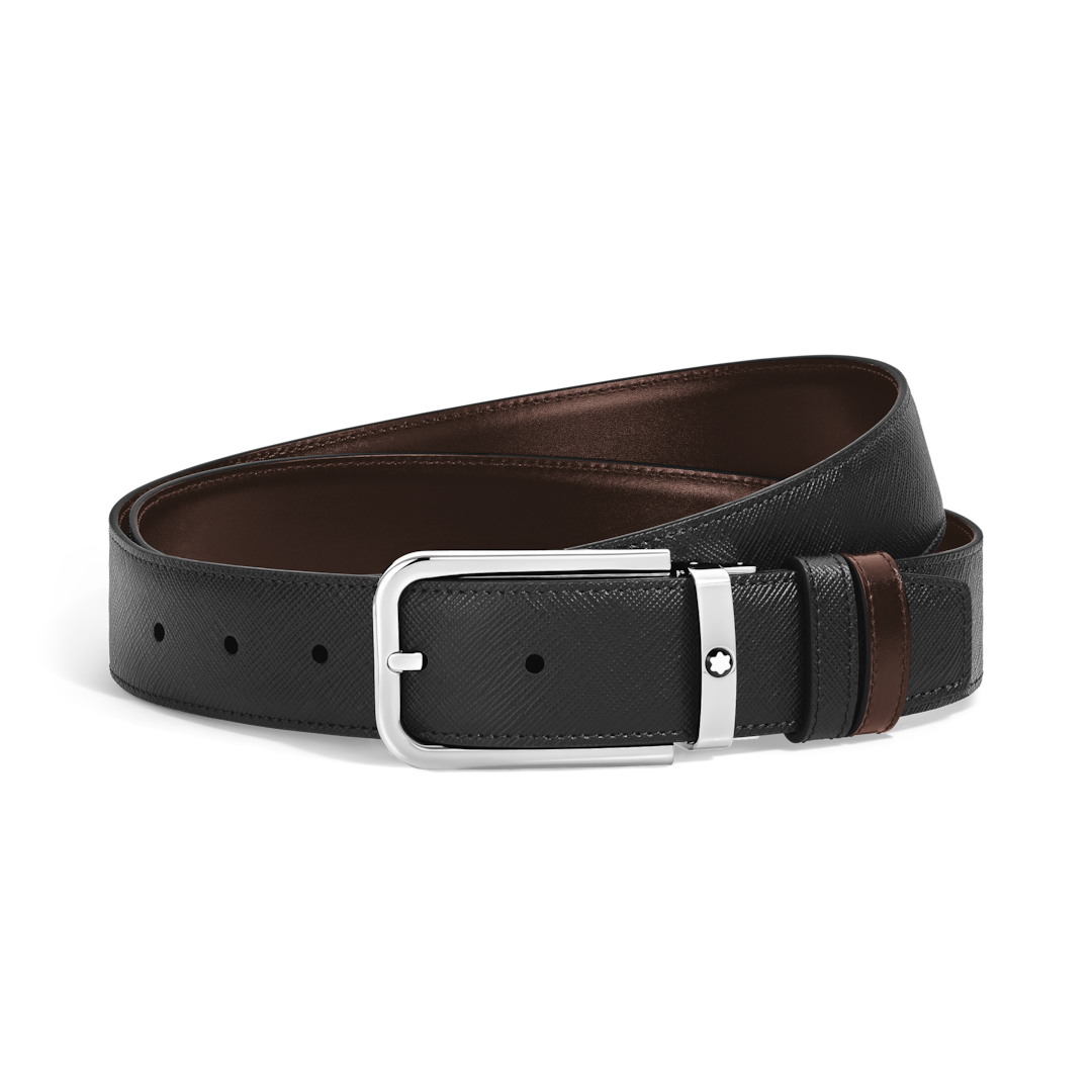 35 mm Reversible Belt in Sartorial Leather with Rectangular Buckle
