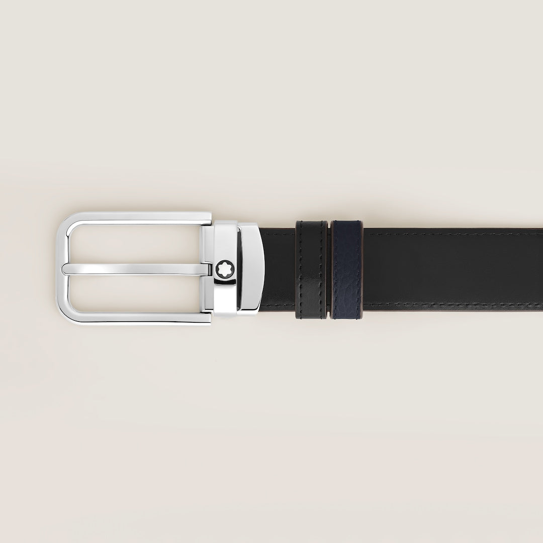 30 mm Reversible Belt in Grain Leather with Rectangular Buckle