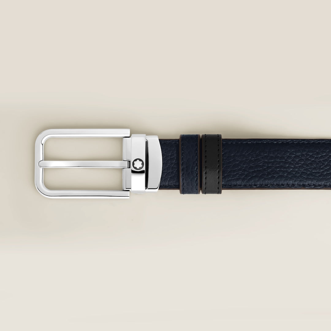 30 mm Reversible Belt in Grain Leather with Rectangular Buckle