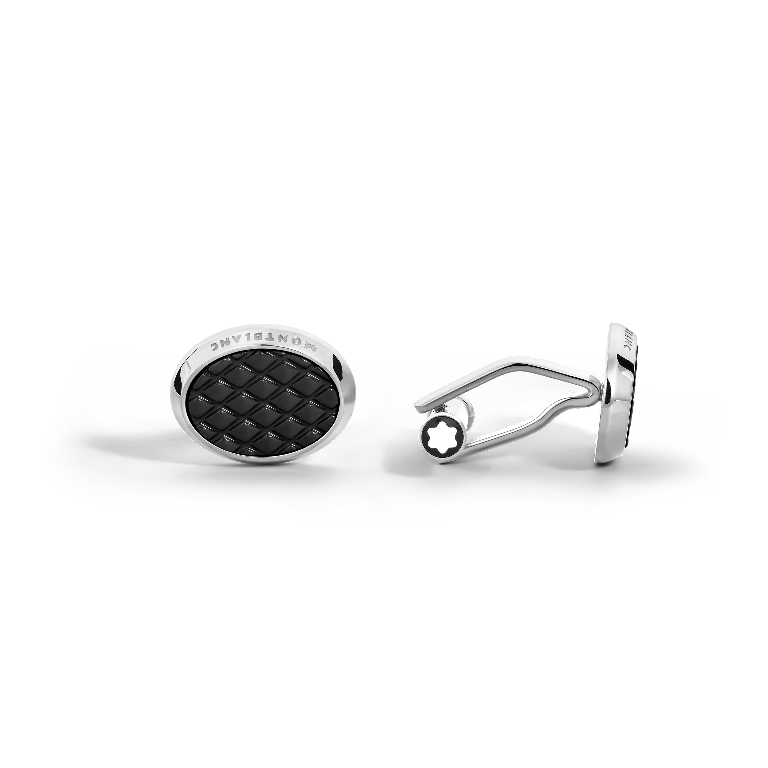 Meisterstück Oval Cufflinks in Steel and Black Lacquer