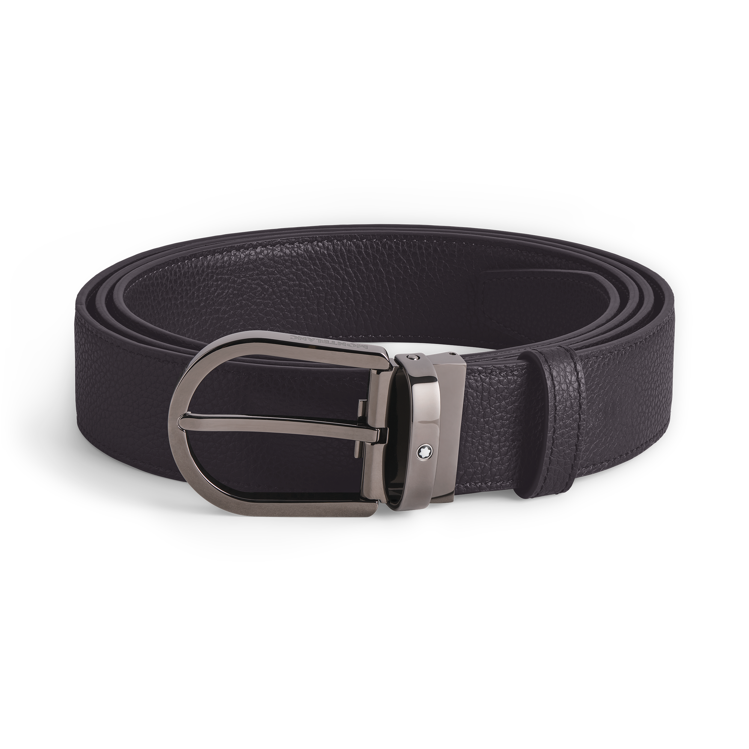 Horseshoe buckle night blue/black 35 mm reversible leather belt