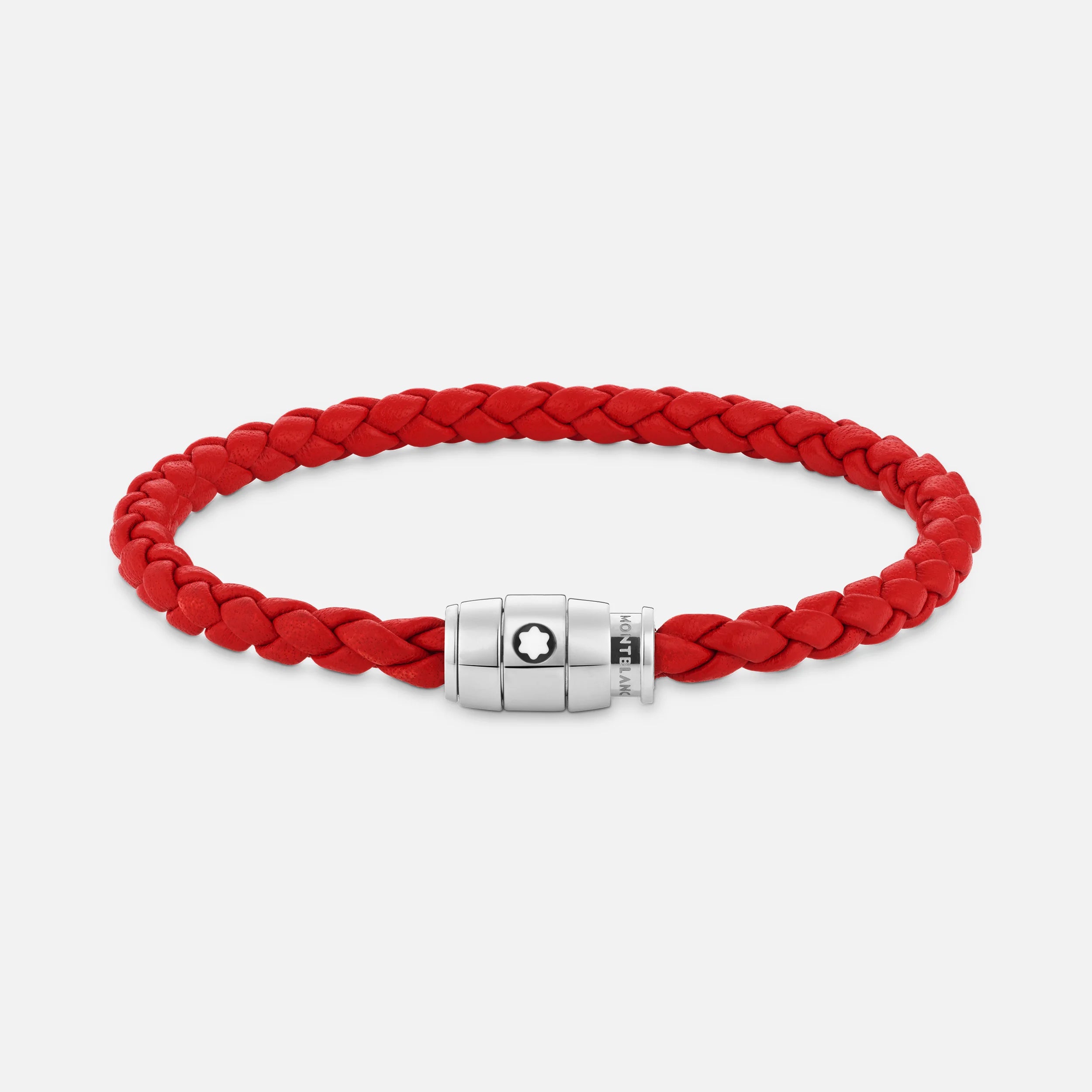 Bracelet Steel 3 rings closing and Red leather