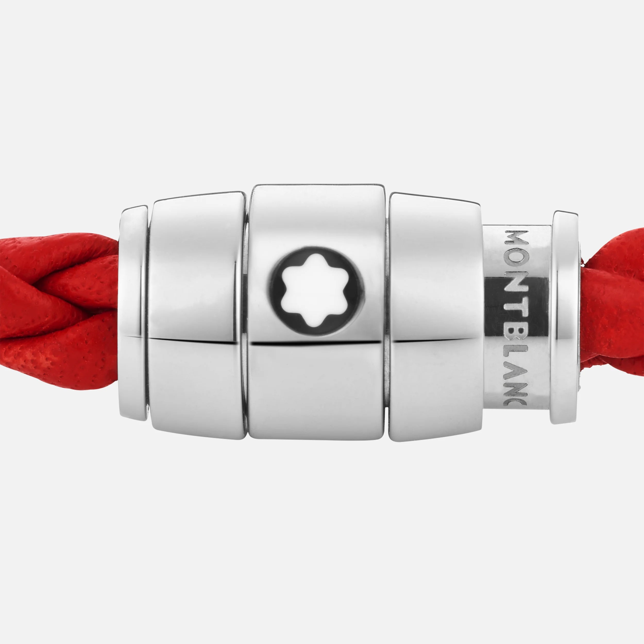 Bracelet Steel 3 rings closing and Red leather