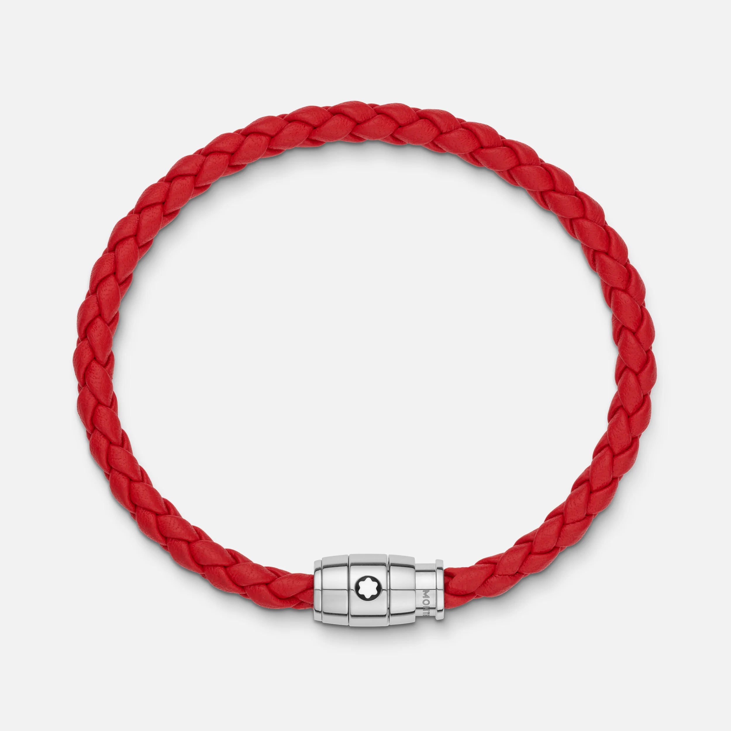 Bracelet Steel 3 rings closing and Red leather