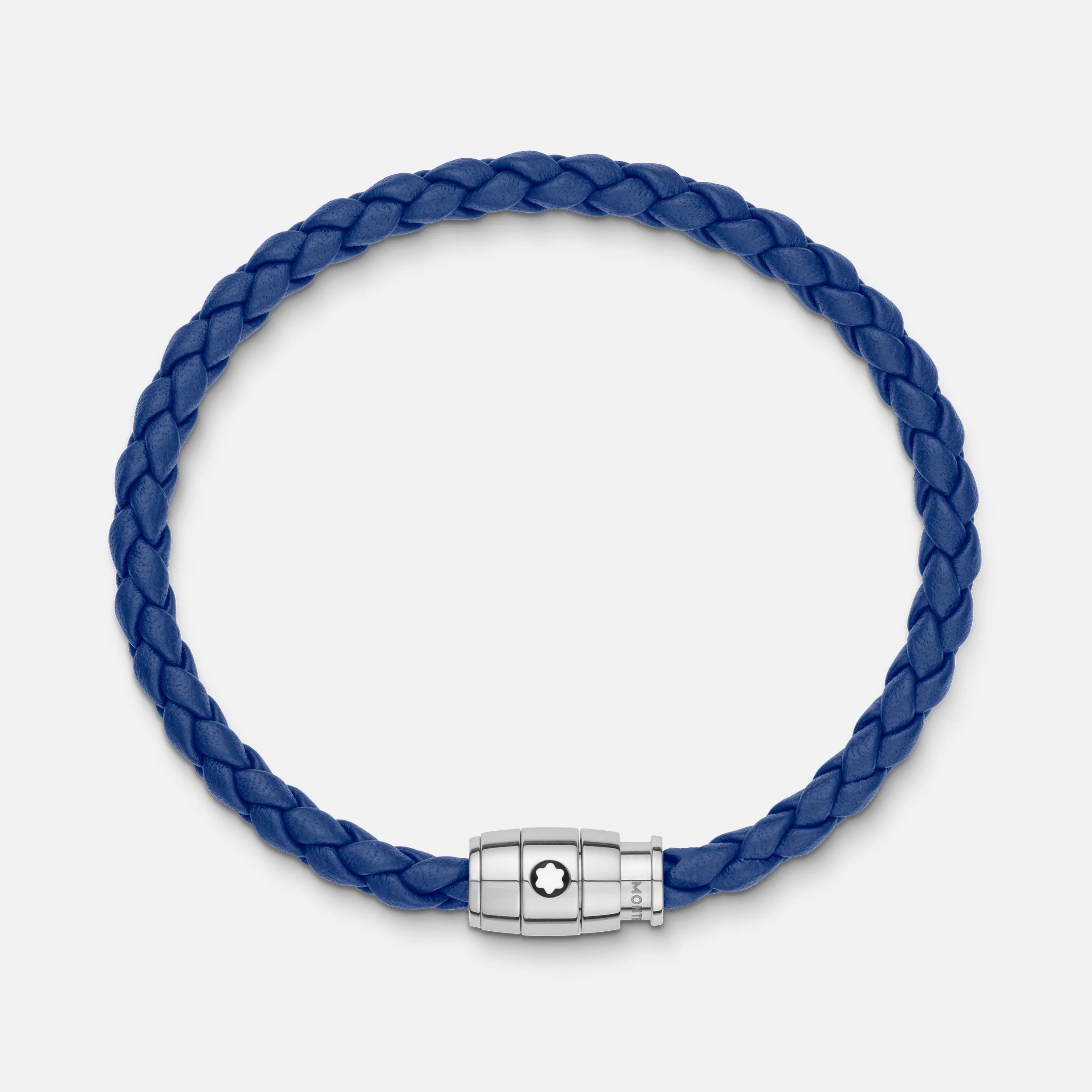 Bracelet Acier fermeture 3 anneaux et cuir Bleu