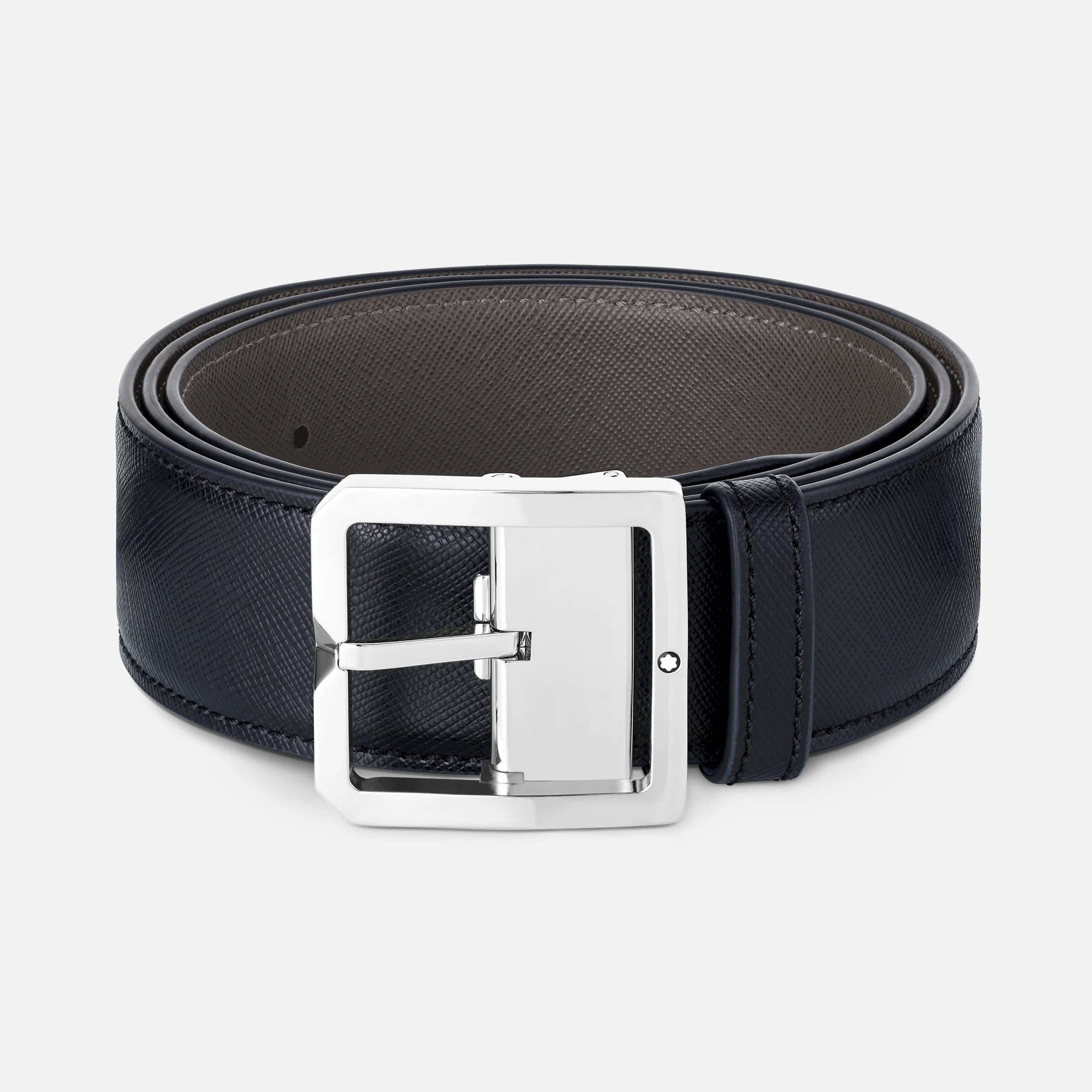 Ceinture réversible en cuir noir/gris 40 mm