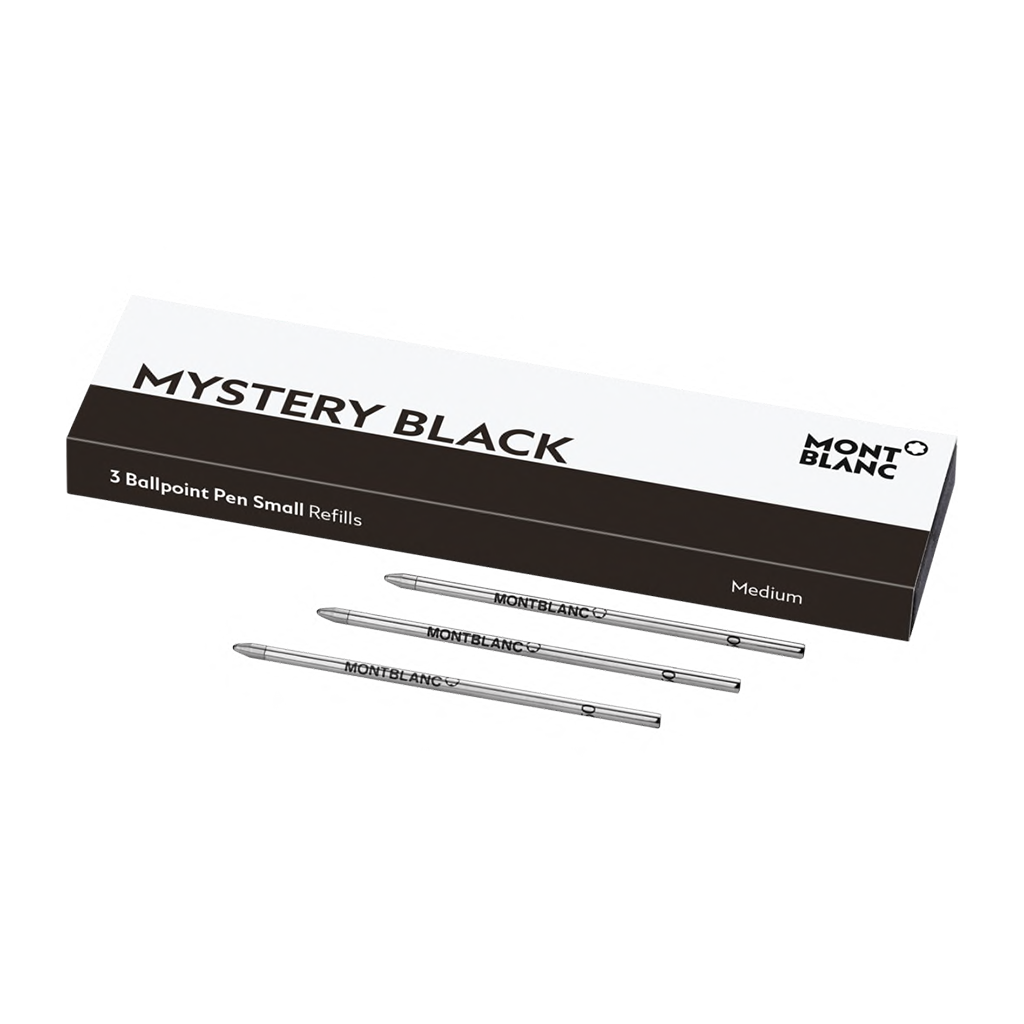 3 Ballpoint Pen Refills Small Mystery Black