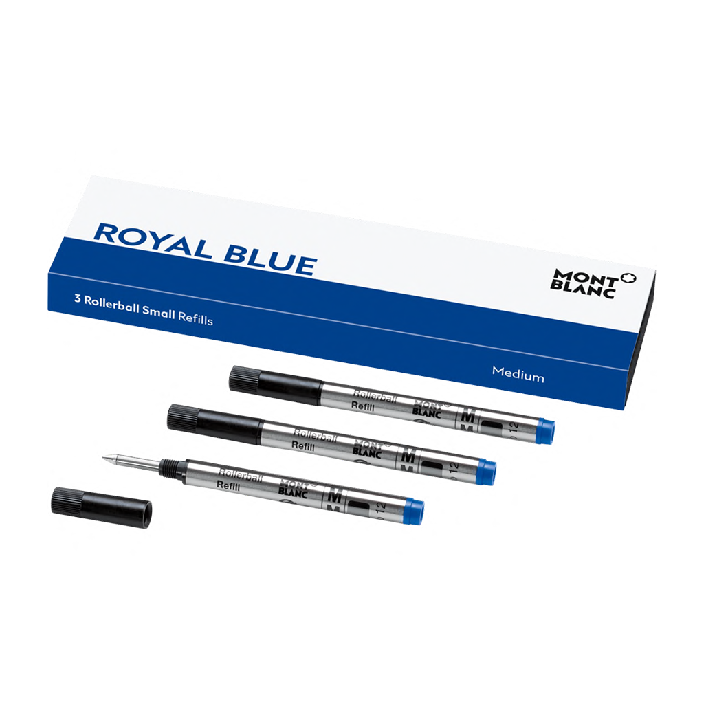 3 recharges pour rollerball de petite taille (M), bleu roi (Royal Blue)