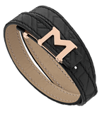 Montblanc M Logo Bracelet, Embossed Black Band with Rose Gold-Coated Closure