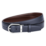 Horseshoe buckle blue/burgundy 30 mm reversible  leather belt