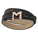 Bracelet Montblanc M Logo, bracelet noir gaufré avec fermoir en or rose