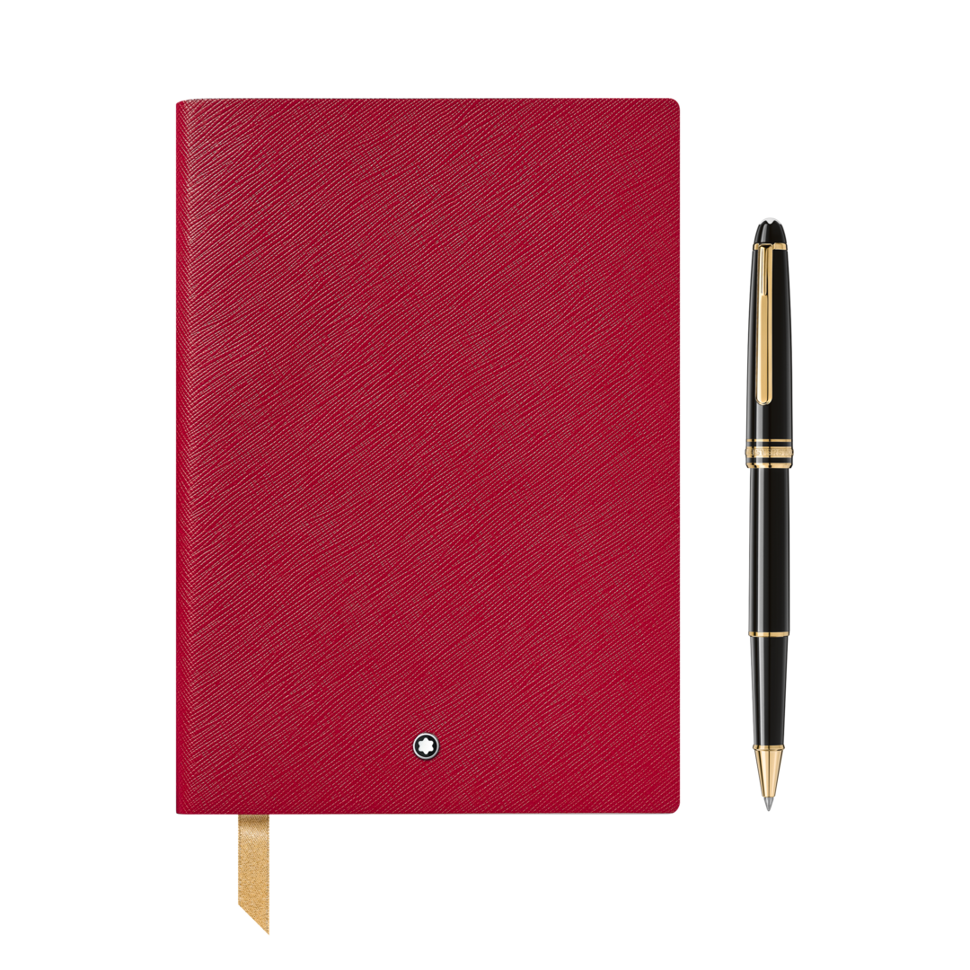 Gift Set with Meisterstück Classique Gold-Coated Rollerball and Notebook #146 Red