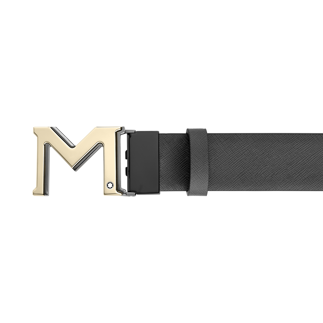 M buckle brown/grey 35 mm reversible leather belt