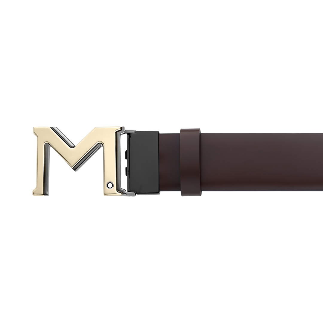 M buckle brown/grey 35 mm reversible leather belt