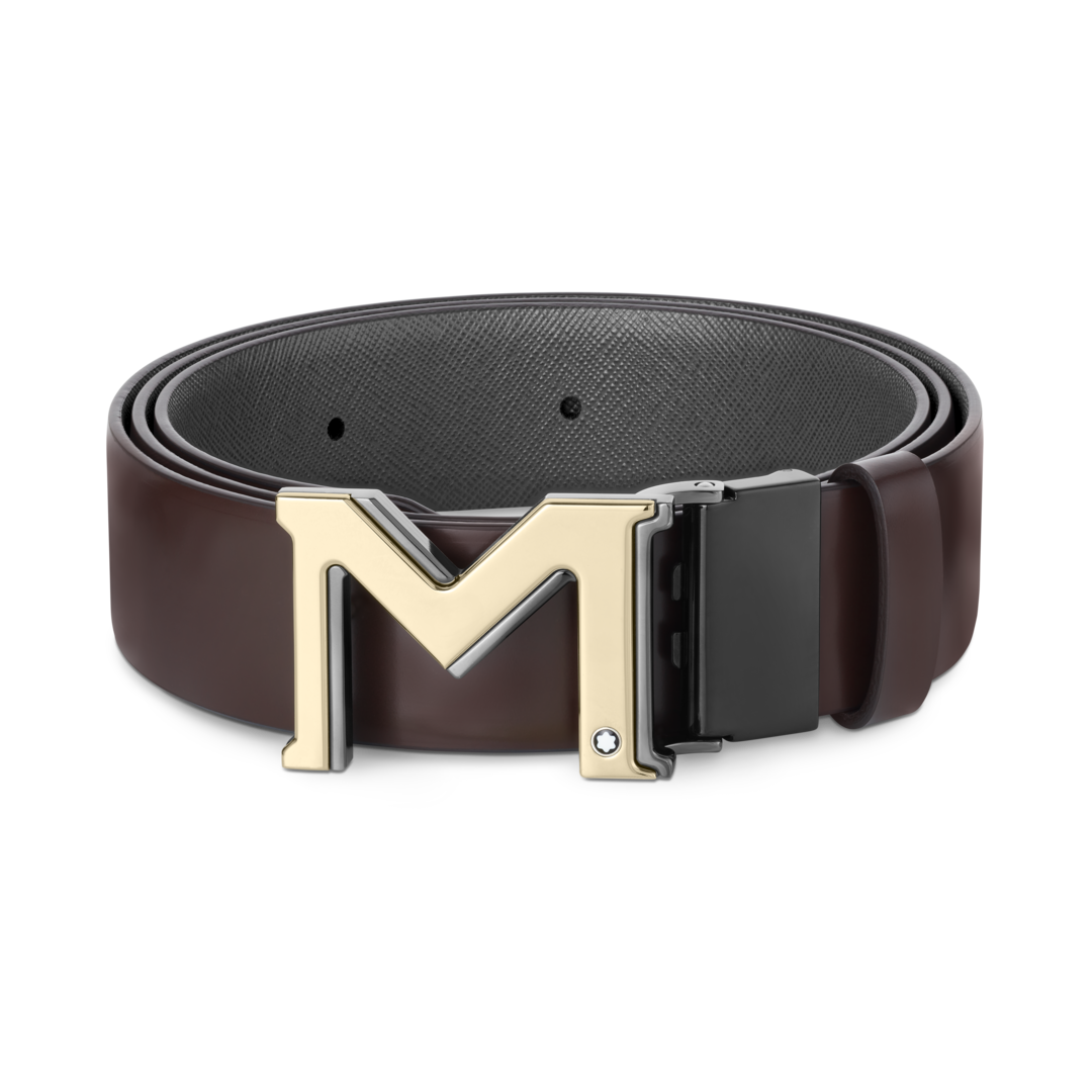 M buckle brown/grey 35 mm reversible leather belt