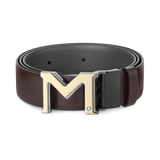 M buckle brown/grey 35 mm reversible leather belt