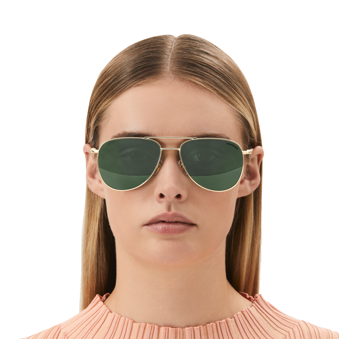 Squared Sunglasses with Gold Coloured Metal Frame