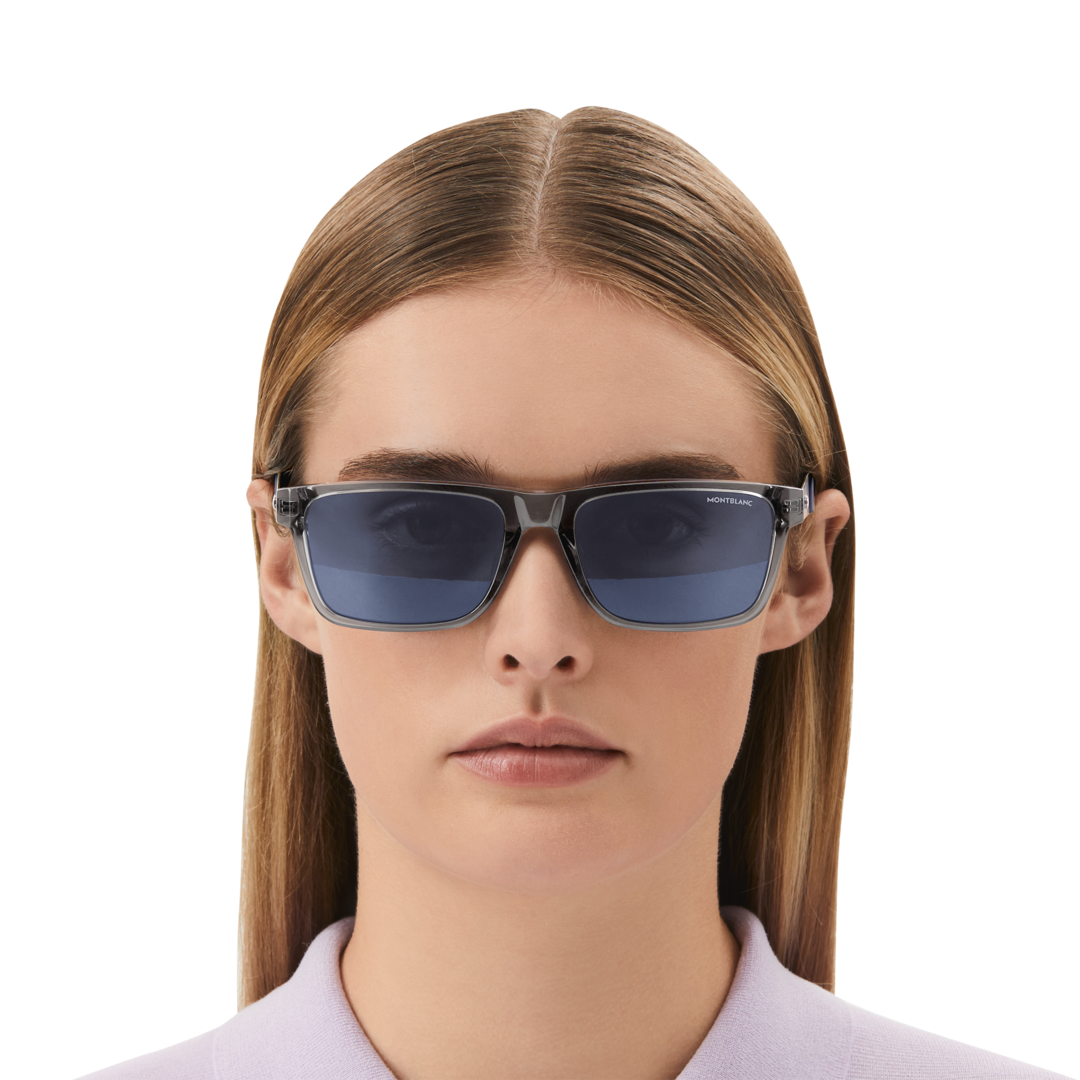 Rectangular Sunglasses with Grey Coloured Acetate Frame