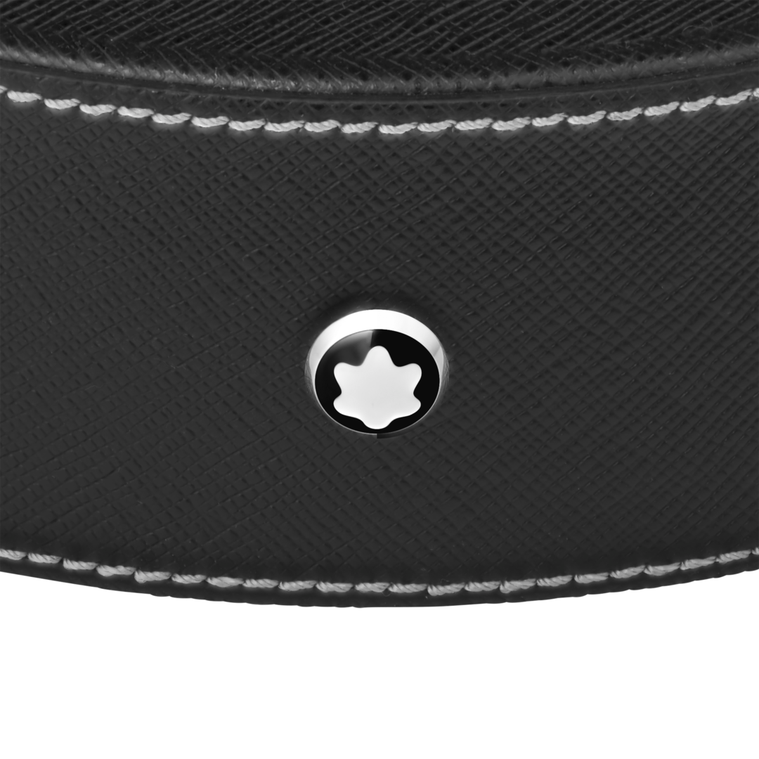 Plateau de bureau rond en cuir noir (Grand)