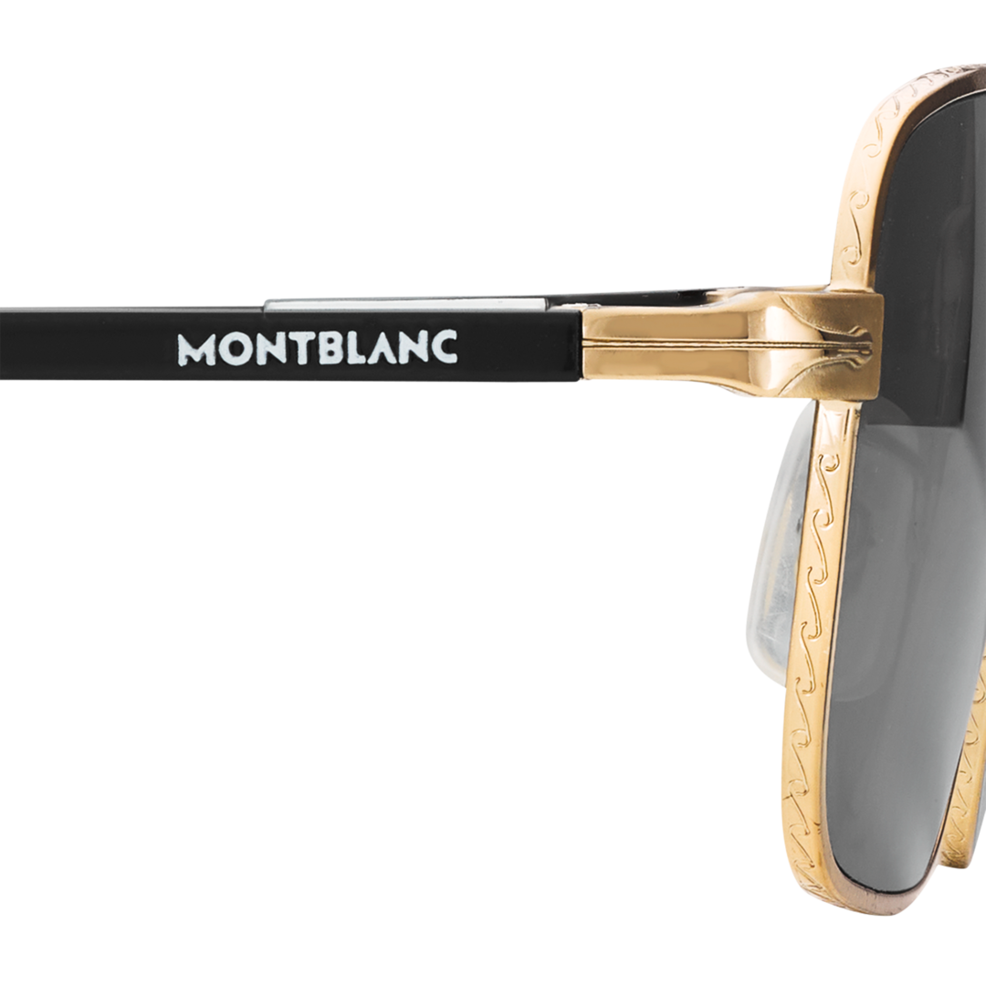 Rectangular Sunglasses with Gold-Colored Metal Frame