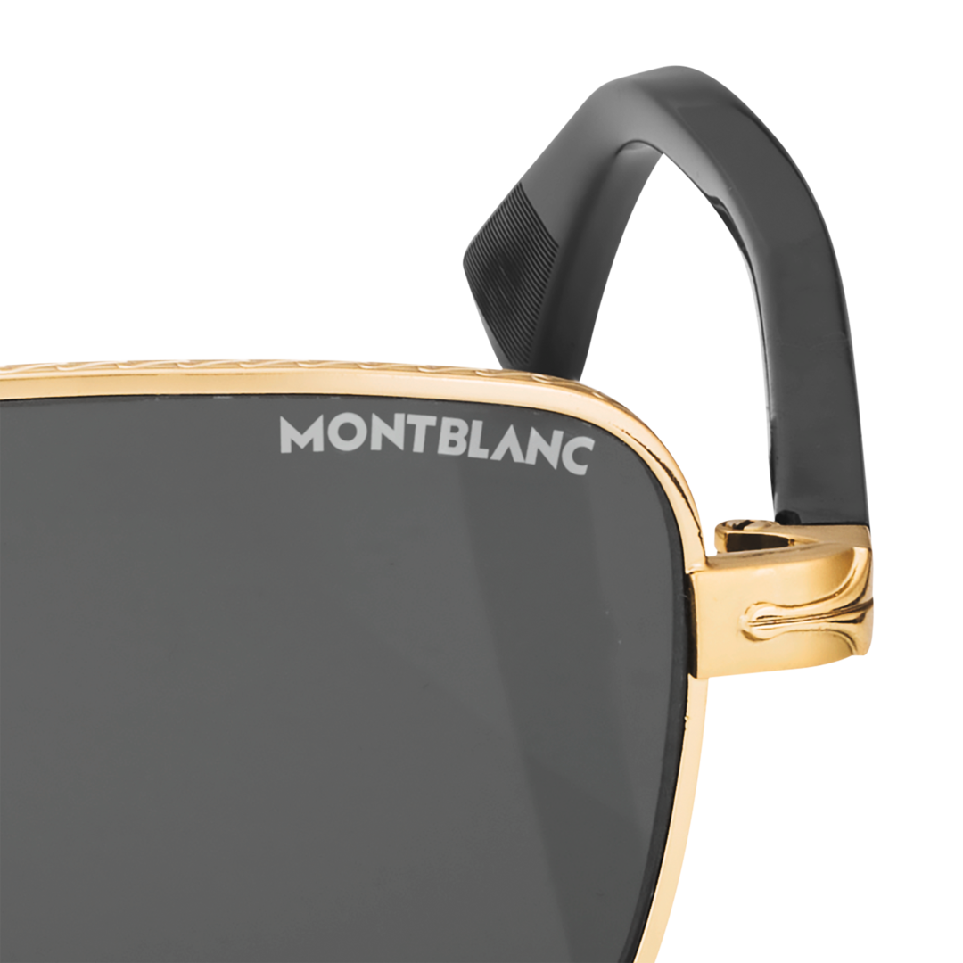 Rectangular Sunglasses with Gold-Colored Metal Frame