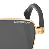 Rectangular Sunglasses with Gold-Colored Metal Frame